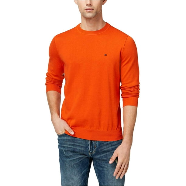 Tommy Hilfiger Men's Signature Crew Neck Long Sleeve Sweater Orange XXL -