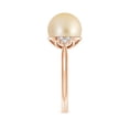 thumbnail image 3 of Angara Golden South Sea Cultured Pearl Ring with Trio Diamonds in 14K Rose Gold for Women | June Birthstone Jewelry for Her, 3 of 8