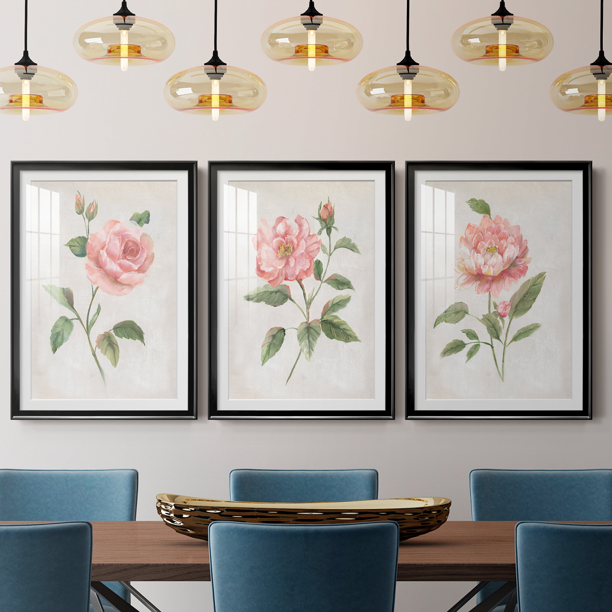 Grandiflora I Premium Framed Prints Set of 3 - Ready to Hang - 30.5 x 42.5 Each - Black Frame