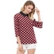 thumbnail image 2 of Disfraz de Halloween Allegra K para mujer Polka Dots Contraste Peter Pan Collar Top 3/4 Mangas Blusa Camisa Rojo M, 2 of 6
