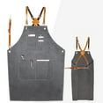 thumbnail image 6 of Jesscasday Fashion Canvas Kitchen Apron Adjustable Shoulder Strap with Pockets Cooking Bib for Woman Men Chef Work Aprons Grill Restaurant Bar Shop Cafes Beauty Nails Studios Uniform, 6 of 20