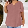 thumbnail image 2 of fatyb Women's Plus Size Summer Tops Crew/V Neck Eyelet Embroidery Short Sleeve Lightweight Tunic Blouses, 2 of 5