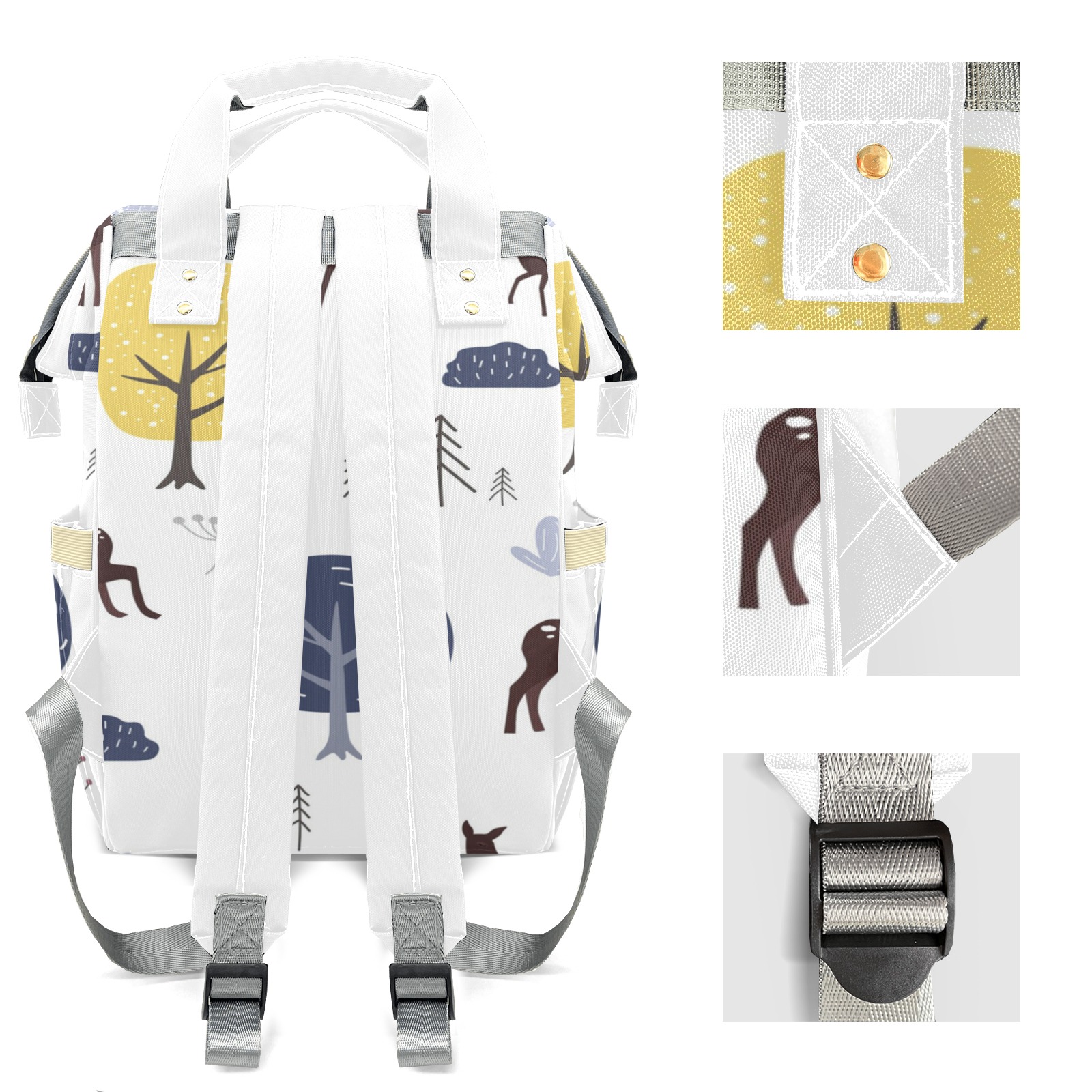 Deer Diaper Backpack – Large Capacity, Insulated Baby Bottle Pocket, Multifunctional Mommy Bag for Boys & Girls