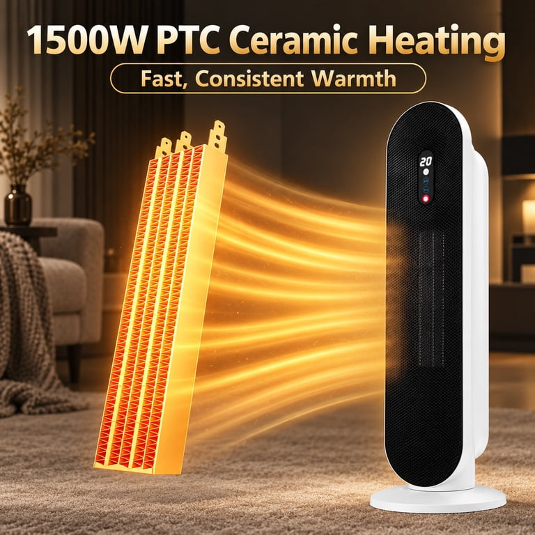 SUGIFT 1500W Ceramic Tower Space Heater, White photo 2