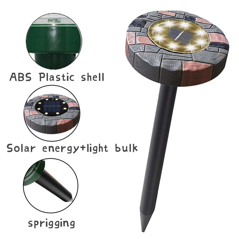 SHELLTON 2 Pack Solar Powered Ultrasonics Pest Repeller, Solar Ground Lights, Repel Mole Gopher Vole Mouse Chaser,Humane Pest Control Rodent Repellent for Outdoor for Lawn Garden Yard Home, White