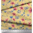 thumbnail image 3 of Soimoi Yellow Cotton Cambric Fabric Flower & Leaves Watercolor Print Fabric by the Yard 42 Inch Wide, 3 of 3