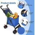 thumbnail image 5 of Dog Strollers, Shopping Cart, Collapsible Folding Utility Wagons Carts Heavy Duty, The Original Patented, Capacity 60lbs Capacity, Minimalist, for Outdoor Camping Shopping Sports Garden (Blue), 5 of 7