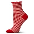 thumbnail image 6 of MeMoi Women's Gingham Cotton Blend Ruffle Cuff Anklet Socks - Womens - Female, 9-11, Blush, 6 of 11