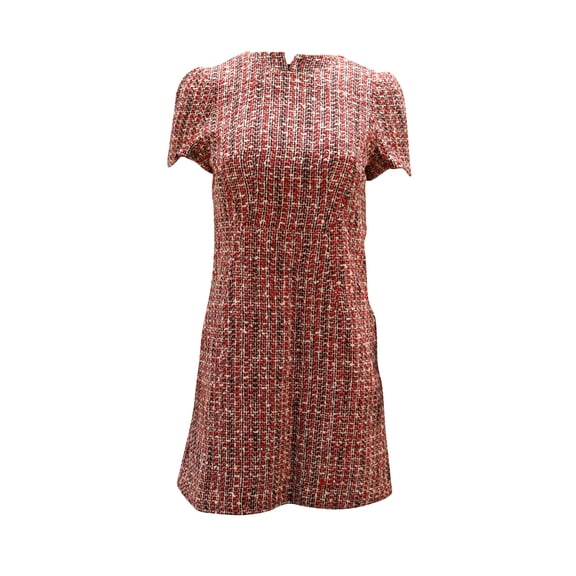 Pre-Owned Alexander McQueen Tweed Shift Dress in Red Cotton