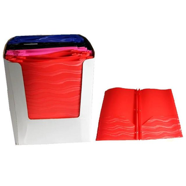 DDI 1858899 A+ Homework Dossier Poly 2 Poches - Couleurs Ondulées Assorties 3 Trous Perforés 3 Broches Boîte de 48
