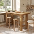 thumbnail image 1 of TRIBEWOOD 63” Solid Wood Bar Table, Counter Height Pub Table with Reinforced Base, Rectangular High Top Dining Table for Kitchen, Home Bar，Natural Wood, 1 of 5