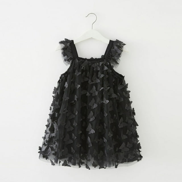 Robes pour Tout-Petites Fille à Volants Sans Manches Robe en Tulle Robes d'Été pour Tout-Petites Filles Mode Robes Décontractées Tenue pour Bébé Fille 2-3 Ans