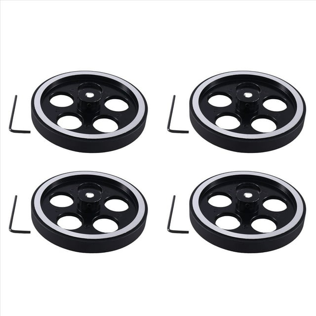 4pcs 300Mmx6Mm Industrial Aluminum Rubber Measuring Encoder Meter Wheel for Industrial Encoder,4 x Encoder Wheel 4 x Wrench,Black