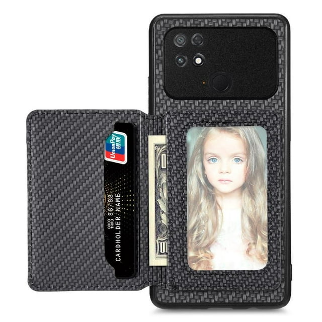 Case For FOXDOCK Xiaomi Poco C40 Stand Function RFID Blocking Magnetic Card Holder Complete Camera Safety