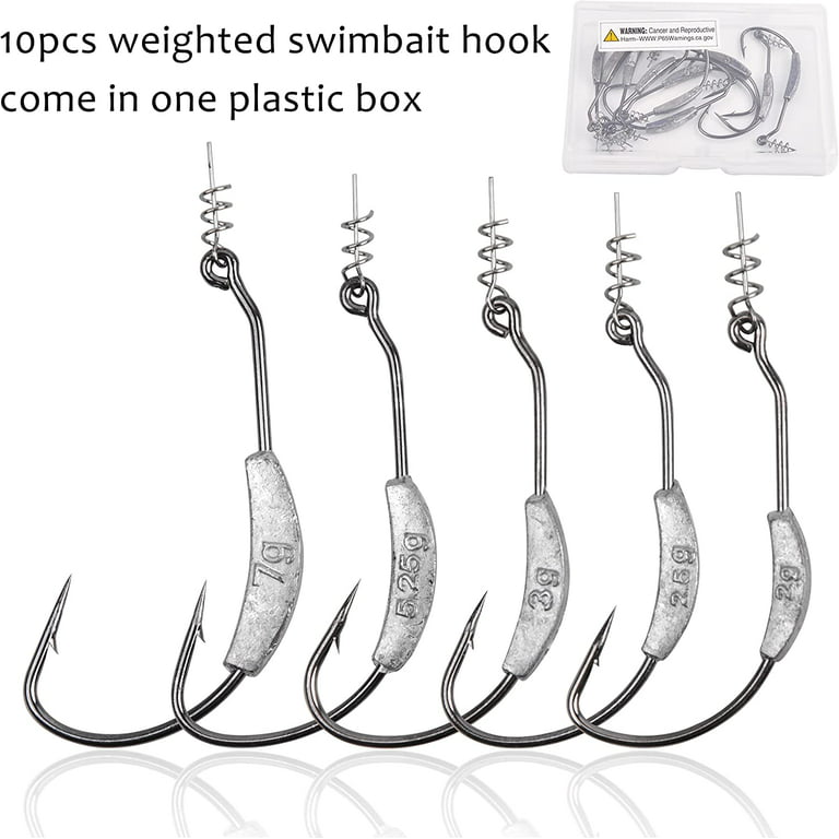  Fishing Weighted Hooks Swimbait Jig Hook with Twistlock  Centering Pin Soft Plastic Worm Fishing Hooks 2g 10pcs : Sports & Outdoors