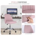 thumbnail image 3 of Modern Mid Back Linen Fabric Desk Chair, Height Adjustable Swivel Computer Task Chair Cute Upholstered Armless Home Office Chair, Pink, 3 of 9