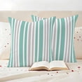 thumbnail image 3 of Aqua Grey Stripe Outdoor Waterproof Pillow Covers, Farmhouse Minimalist Striped Decorative Square Throw Pillowcase Sofa Cushion Sham for Patio/Couch/Chair, 26"x26" 2 Pack, 3 of 8