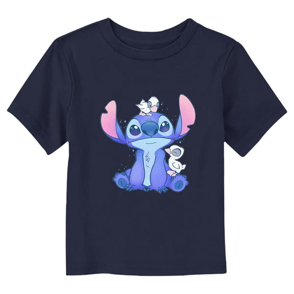 Toddler's Lilo & Stitch Sitting With Ducks Graphic Tee Navy Blue 3T