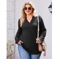 thumbnail image 3 of Zeagoo Womens Plus Size Long Sleeve Tops V Neck Plaid Roll Up Shirts Basic Casual Work Blouses, 3 of 6
