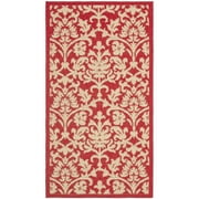 SAFAVIEH Courtyard Yvette Floral Indoor/Outdoor Area Rug, 2' x 3'7", Red/Natural