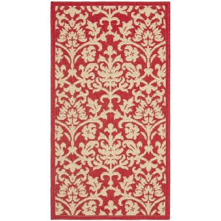 SAFAVIEH Courtyard Yvette Floral Indoor/Outdoor Area Rug, 2' x 3'7", Red/Natural