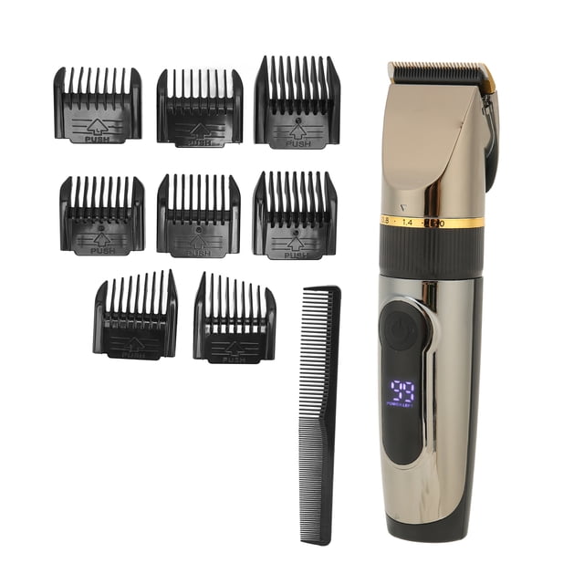 Hair Clipper, Waterproof Electric Hair Clipper Adjustable USB LCD with 8pcs Guide Comb for Men for Home Barbershop