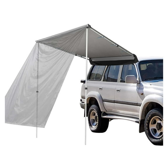 WaiRitoday Car Side Awning, Retractable Vehicle Roof Rack Awning, Height Adjustable, 4.6x6.8Ft, Outdoor Vehicle Awning Sun Shade Side Camper for Jeep/SUV/Truck/Van, Gray