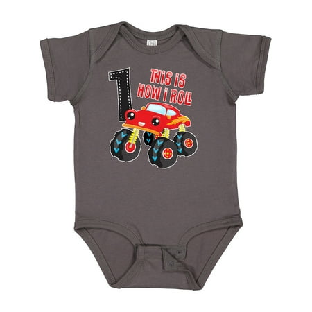 

Inktastic Monster Truck How I Roll 1st Birthday Gift Baby Boy Bodysuit