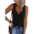 thumbnail image 4 of Womens V Neck Tank Tops Summer Ribbed Sleeveless Henley Shirts Casual Loose Button Up Cami Knit Tees, 4 of 4