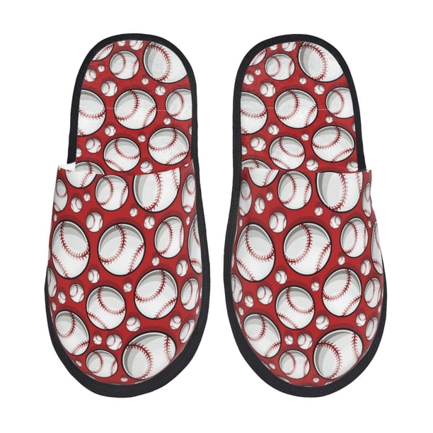 Fotbe Cute Baseball Pantuflas Peludas para Mujer con Estampado, Zapatillas de Peluche, Zapatos de Invierno para Casa, Uso Interior y Exterior-Large