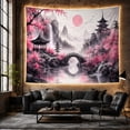 thumbnail image 6 of Japanese Anime Cherry Blossom Mountain & Bridge Scene Serene Watercolor Style for Anime Art Lovers, Asian Nature Decor Housewarming Gift Tapestry Wall Hanging for Living Room, Bedroom and Dorm, 6 of 7