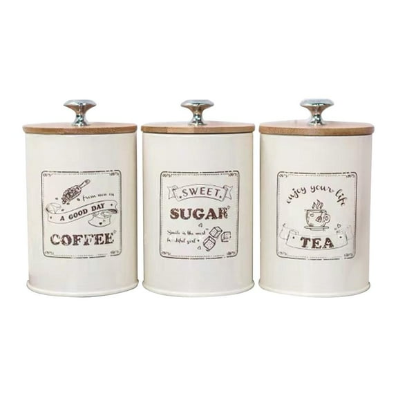 Zxpjkyu 3-Piece Kitchen Canister Set - Coffee, Sugar, And Tea Storage Container Jar With