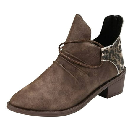 

Fsqjgq Womens Boots for Women Women Leopard Print Ankle Boots Short Boots Leather Boots for Ladies Shoes Boots for Woman Women s Boots Coffee 39