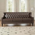 thumbnail image 4 of Mid-Century Modern 3 Seats Faux Leather Sofa Button Tufted Couch For Living Room Office Apartment, 4 of 5