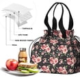 thumbnail image 4 of Pioneer Flower Floral Print Pattern Drawstring Lunch Bag Women - Drawstring Lunch Bag Insulated for Work Office - Stain-Resistant Large Lunchbags for Women with Multi-Pockets, 4 of 6