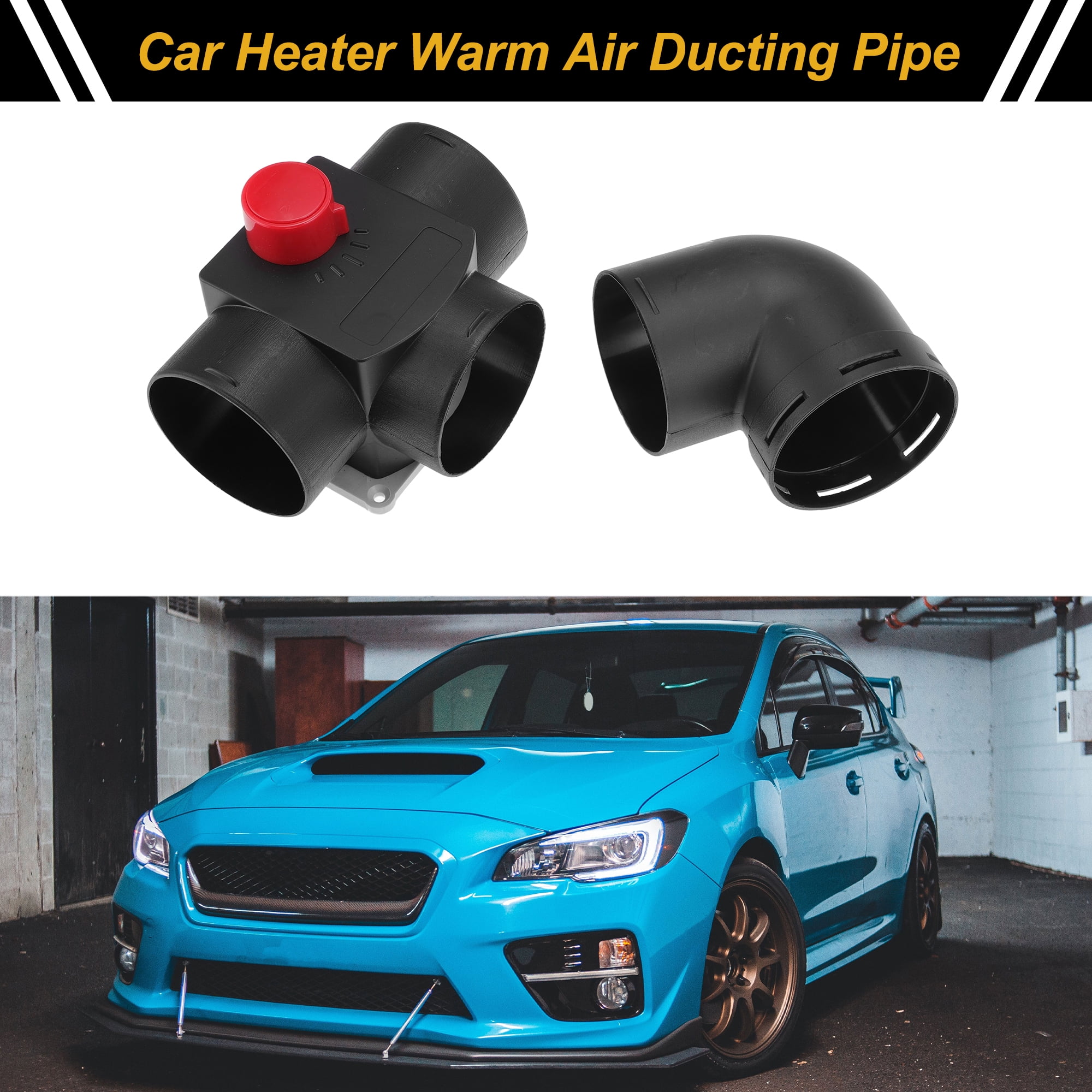 Car Heater Warm Air Ducting Pipe 75 mm Tee Elbow Outlet Connector Diesel Heater Duct Connector for Parking Caravan Heaters Black Plastic 1 Pcs