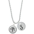 thumbnail image 1 of Delight Jewelry Silvertone Domed Black OTA Silvertone Script Initial Disc - S - Charm Necklace, 20"+3", 1 of 4