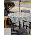 thumbnail image 5 of Outdoor Tablecloth with Umbrella Hole for Patio/Picnic/Party/Camping, Gray Wood Grain Waterproof Table Cloth Square Cover Washable, Retro Minimalist Geometric Art (60"x 60"), 5 of 8