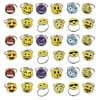 36 Metal Emoji Rings 0.5 Inch Each, Variety Of Emojis - For Kids And Adults, Great Party Favors, Bag Stuffers, Fun, Gift, Prize - Fashion Accessories - By Kidsco
