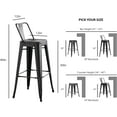 thumbnail image 5 of Modern Light Weight Industrial Contemporary Rustic Vintage Costal Metal Barstools with Bucket Back and 4 Leg Design, Seat Bar Stools (Set of 2) (30" Seat, Distressed Black), 5 of 6
