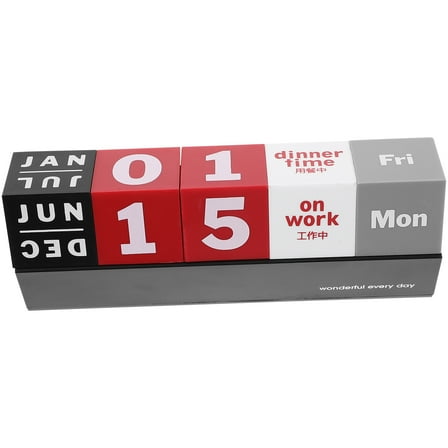 KAKOWELY Desk Calendar Perpetual Block Calendar Wood Assorted Color 1Pcs 5.9X2.4X1.7In