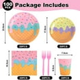 thumbnail image 2 of 100Pcs Ice Cream Party Supplies, Include Plates and Napkins, Cups, Plastic Cutlery, Ice Cream Theme Birthday Decorations, 2 of 8