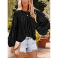 thumbnail image 3 of Blusa de manga larga con cuello redondo, blusa de manga larga con volantes redondos, blusa de manga larga, calidad superior, 3 of 6