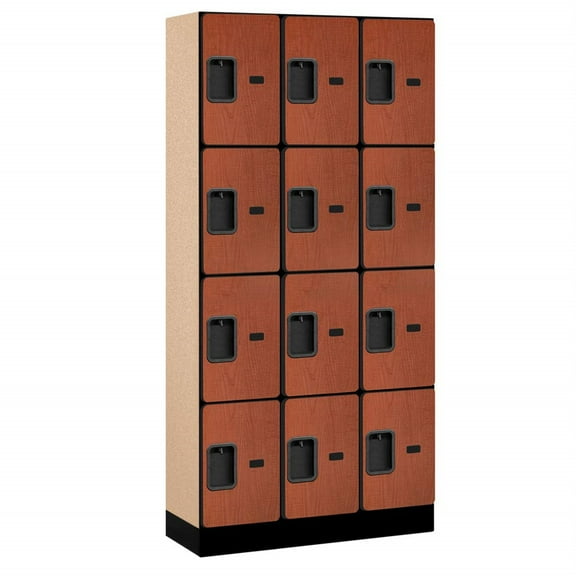Salsbury Industries Designer Wood Locker - Four Tier - 3 Wide - 6 Feet High - 15 Inches Deep - Cherry
