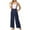 Blue, variant on Women's Wide Leg Suspender Pants Loose Casual Elastic Waist Overalls Adjustable Strap Jumpsuit