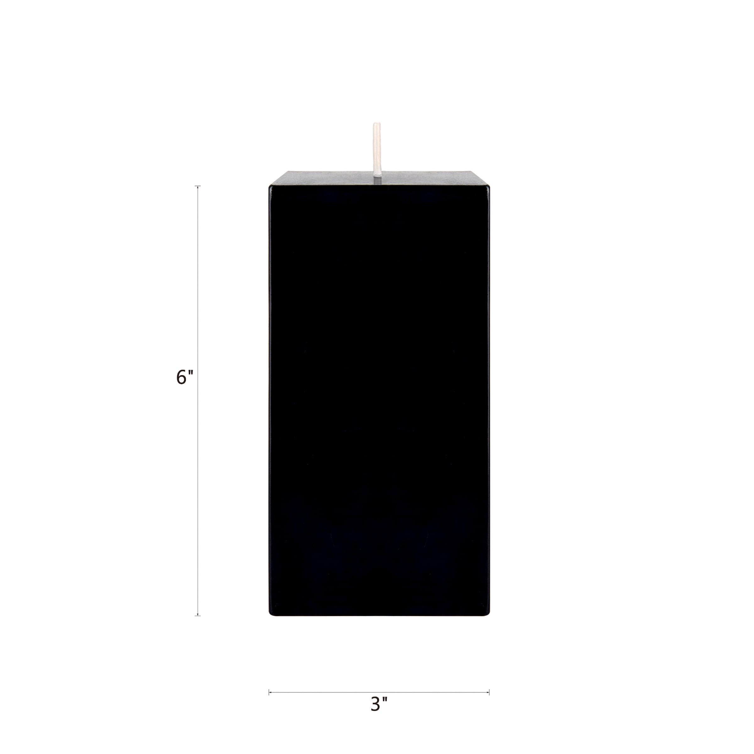 Mega Candles 1 pc Unscented Black Square Pillar Candle, Hand Poured Premium Wax Candles 3 Inch x 6 Inch, Home Décor, Wedding Receptions, Baby Showers, Birthdays, Celebrations, Party Favors & More