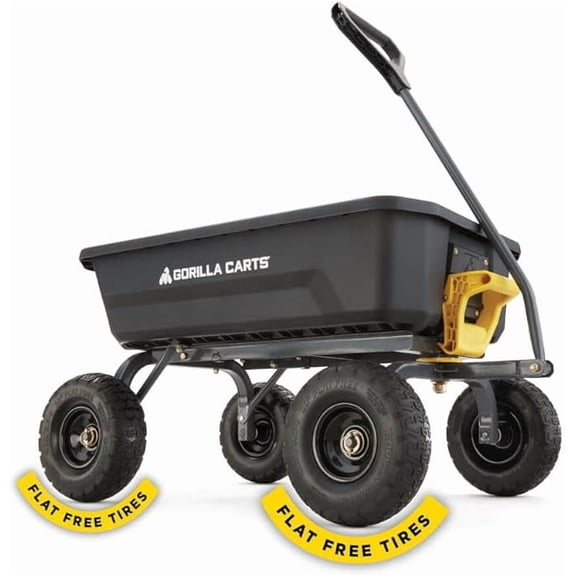 Gorilla Carts 4 Cu. Ft. Patented Poly Dumping Garden Cart, 600 Lbs. Capacity, 35 In. X 22 In. X 8 In. Bed, 10 In. Pneumatic Tires