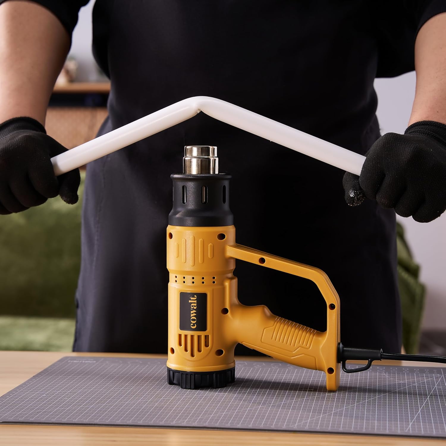 COWALT Heat Gun 1800W Fast Heating for Vinyl Wrap, Crafting, Shrink Tubing, Paint, Epoxy Resin, Candle Making Variable, Adjustable Temperature, Overload Protection Hot Air Gun Kit Nozzles, Scraper