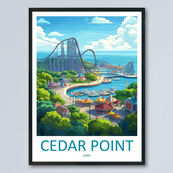 Kna Prints - 1 Pc Poster Cedar Point Travel Home Décor Cityscape Cedar Point Wall Art Travel Gift Wall Hanging Cedar Point Ohio Poster Art Ohio , UNFRAMED-8x12