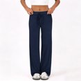 thumbnail image 6 of Pajama Pants for Women Soft Wide Leg Pants Flowy Comfy Casual Lounge Yoga Capri Pants 28" 29" Inseam Navy S, 6 of 6